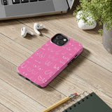 Hot Pink and White Breast Cancer Boobs Tough Phone Cases