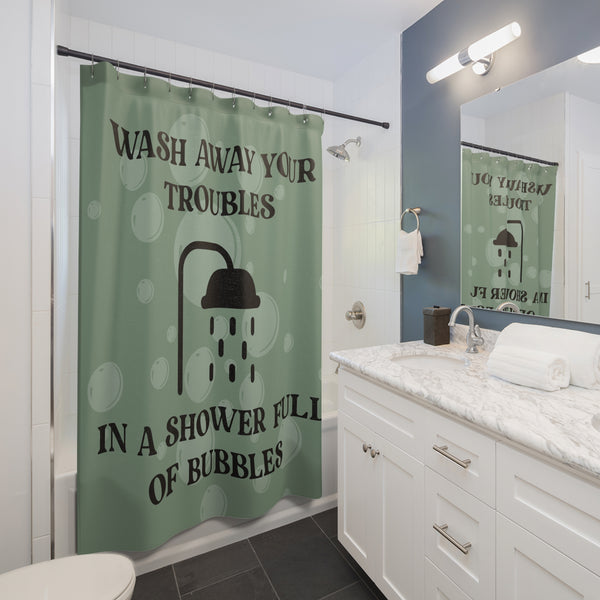 Sage Green Shower Curtain | Wash Away Your Troubles in a Shower Full of Bubbles