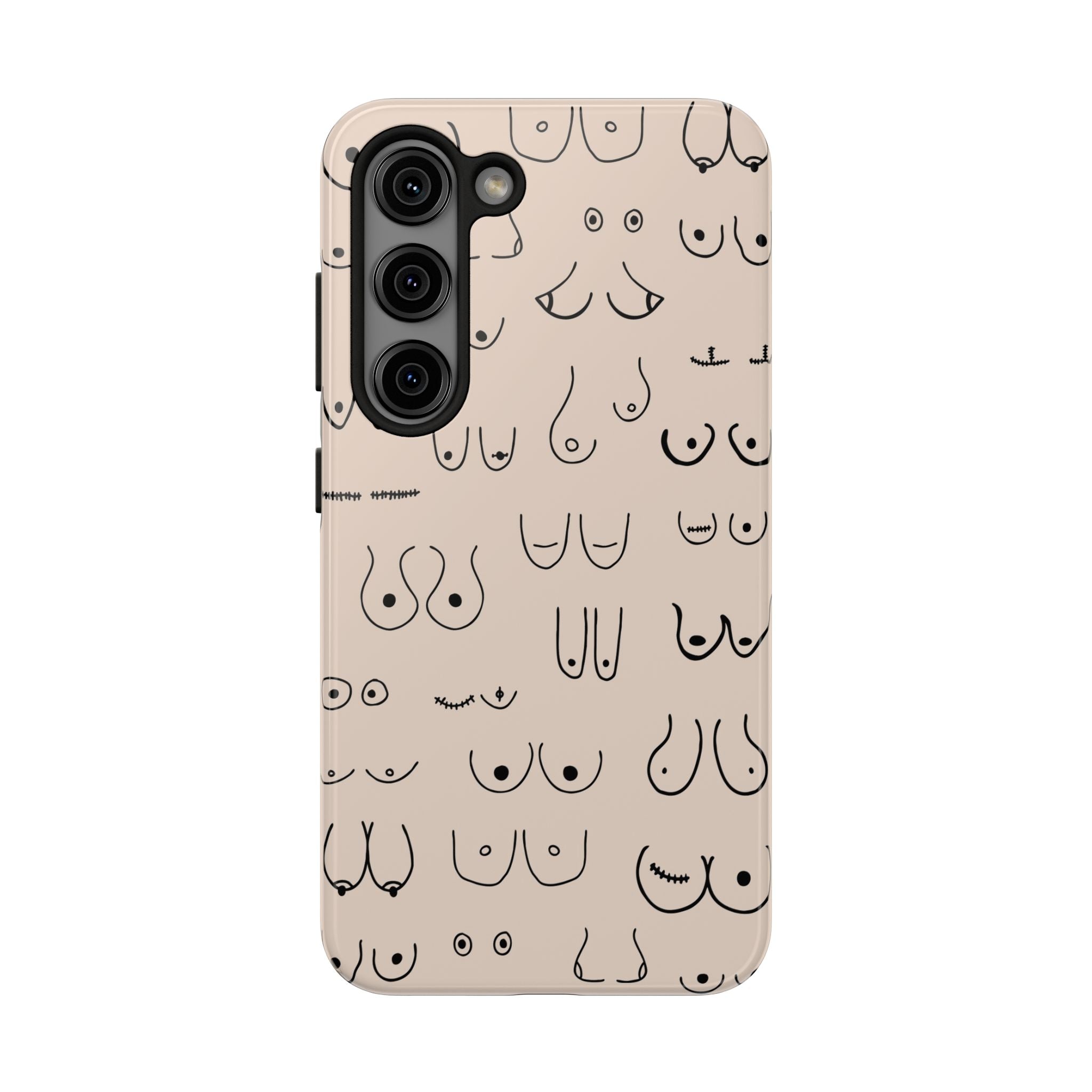 Black and Beige Boobs Tough Phone Cases