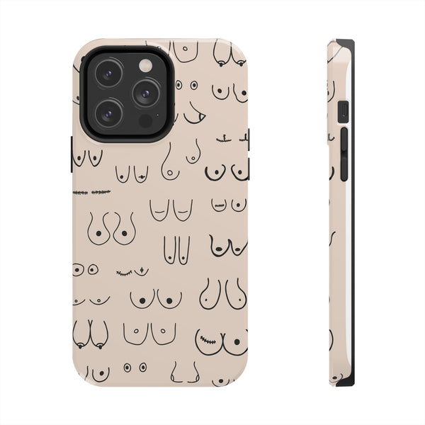 Black and Beige Boobs Tough Phone Cases