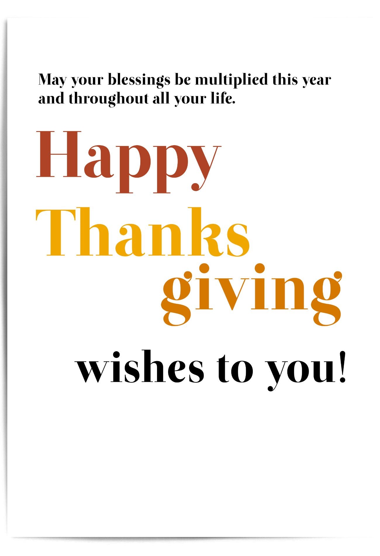 Happy Thanksgiving Wishes – Fall Typography Wall Art Print