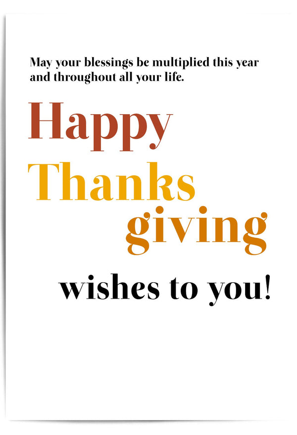 Happy Thanksgiving Wishes – Fall Typography Wall Art Print