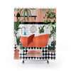orange bathroom shower curtain