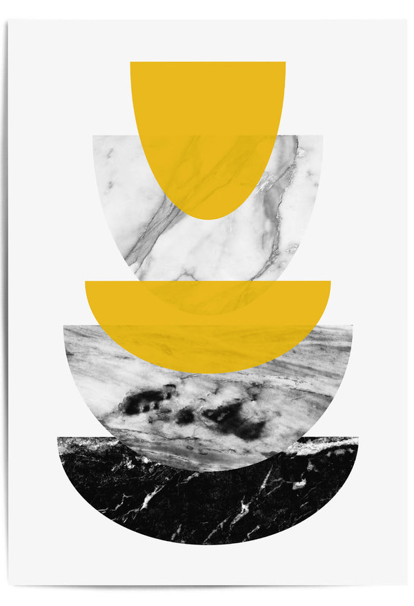 mustard yellow geometric half circles print