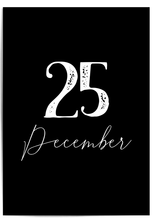 25 December minimalist Christmas wall art print