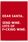 Funny Christmas Wall Art – Dear Santa Send Wine Print – Sarcastic Holiday Decor – Red Funny Christmas Sign for Home