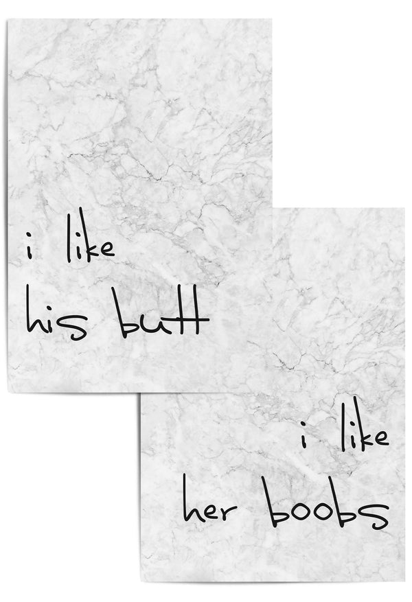 I like her boobs I like his butt bedroom prints in marble