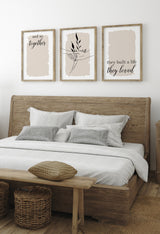 beige and black bedroom prints
