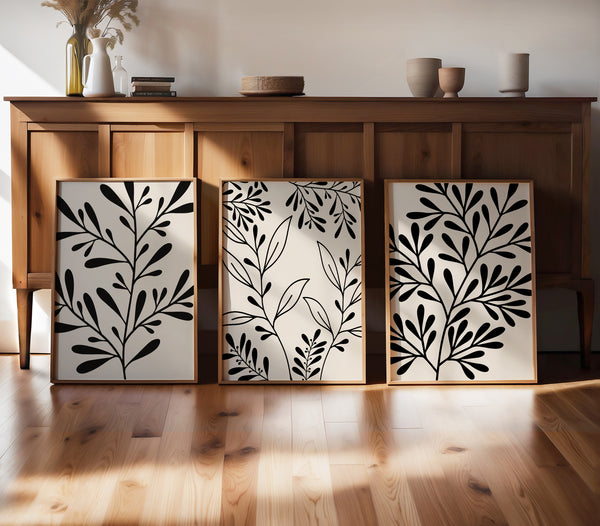 black and beige leaf prints