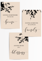 set of 3 beige living room family quotes
