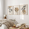 over the bed mid century wall decor in beige and black
