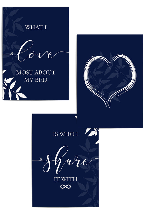 navy blue bedroom prints set of 3