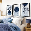 blue shades mid century wall art 3pc prints in black frame