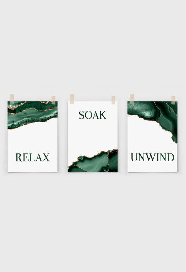 relax soak unwind bathroom art
