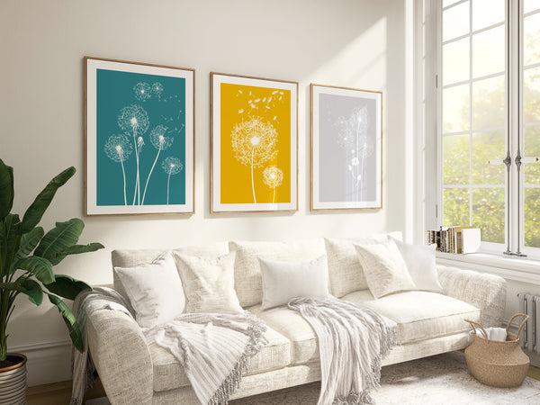 teal and yellow living room decor
