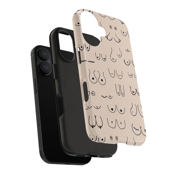 Black and Beige Boobs Tough Phone Cases