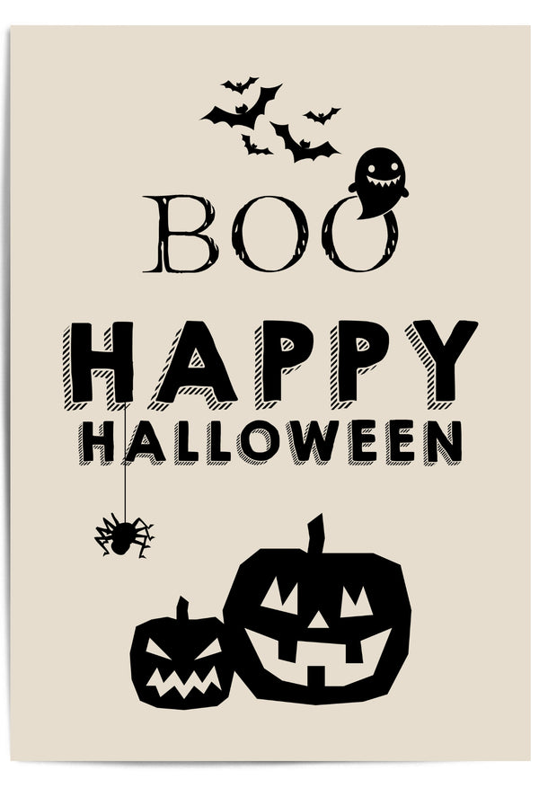 BOO Happy Halloween – Spooky Pumpkin Wall Art Print