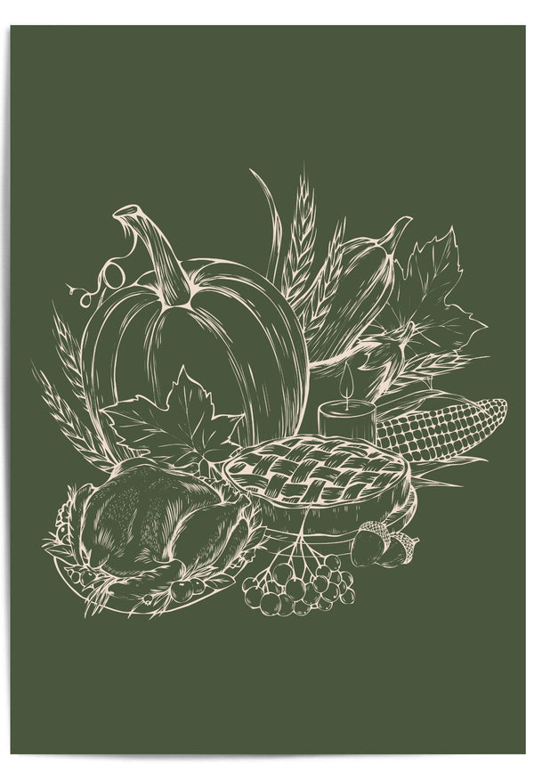 Vintage Thanksgiving Feast – Harvest Wall Art Print