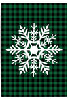 Buffalo plaid snowflake Christmas wall art print green and black