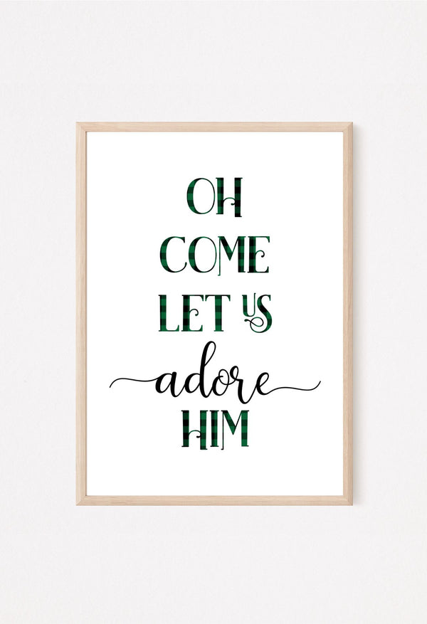Faith-based holiday print with script and plaid typography