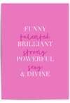 Pink Galentines Day wall art with empowering feminist quote in modern typography for best friends and self love decor