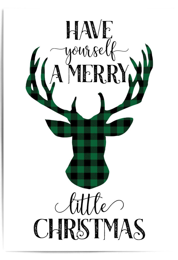 Rustic farmhouse reindeer Christmas print