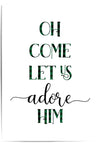 Oh Come Let Us Adore Him wall art print with green buffalo plaid letters