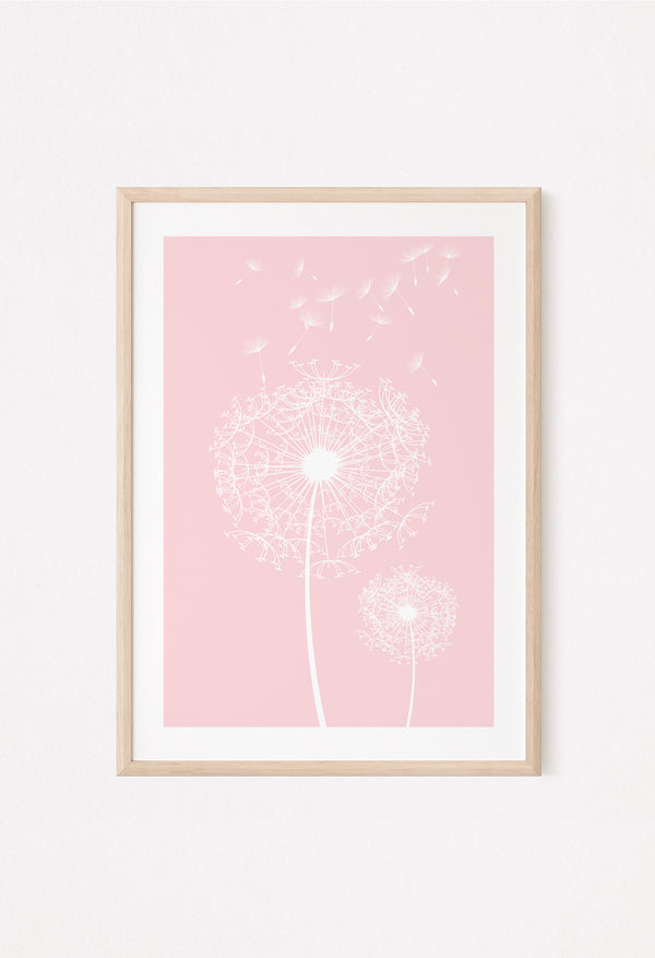 pink dandelion wall art