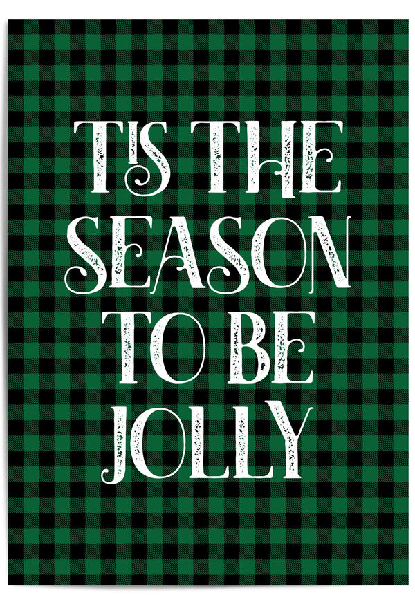 ’Tis the Season to Be Jolly buffalo plaid Christmas wall art