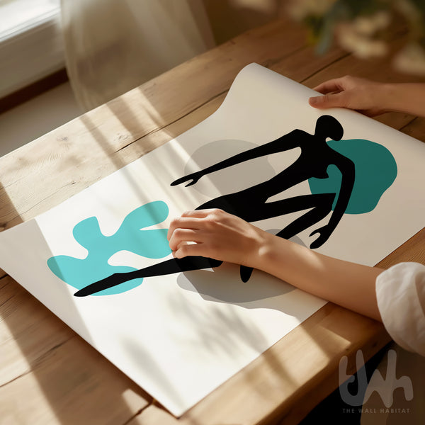 teal and black poster art