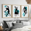 teal and black and grey bedroom art
