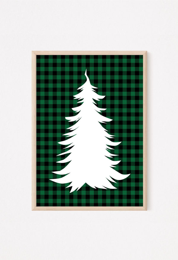 Rustic farmhouse Christmas wall decor with plaid background