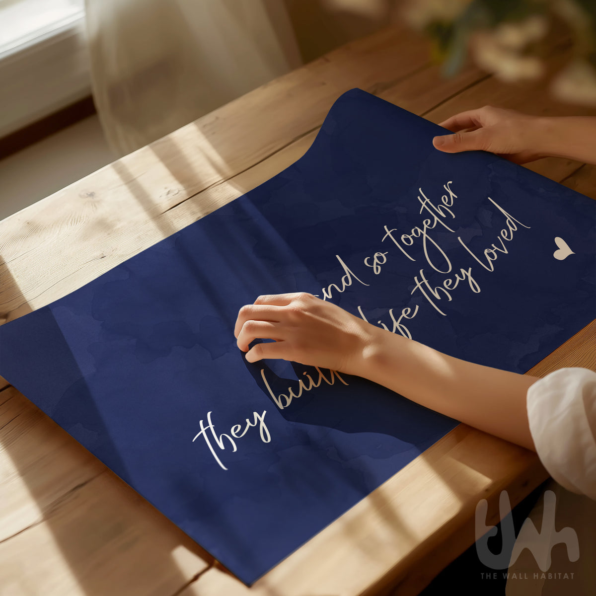 navy blue love quote wall art