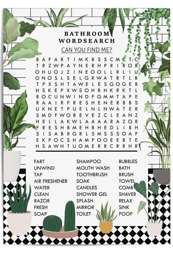 tropical bathroom word search puzzle print