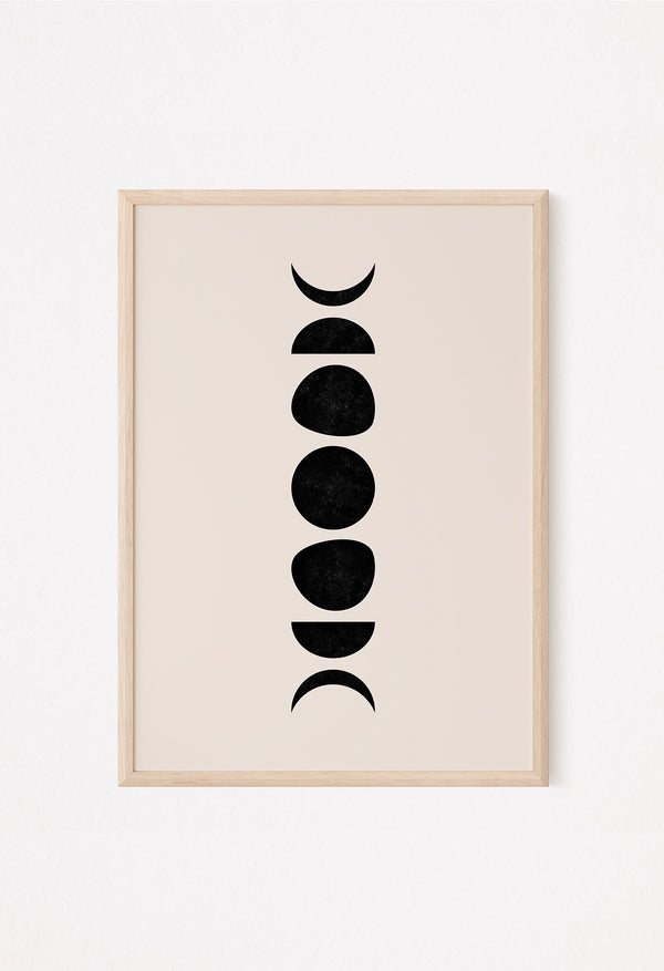 black and beige moon phase wall art