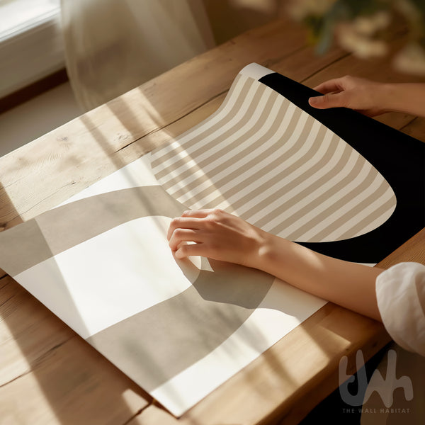 beige and black modern abstract poster