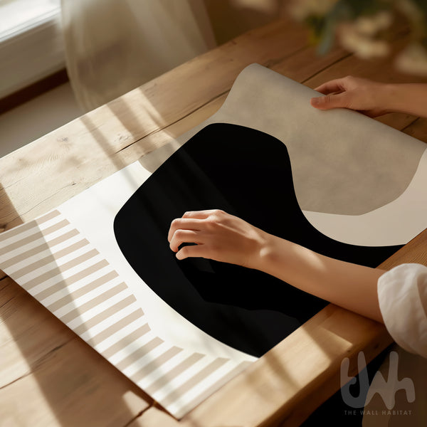 black and biege abstract wall art