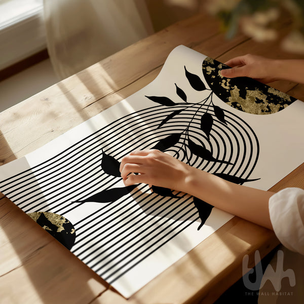 Black and Gold Mid Century Modern Wall Art