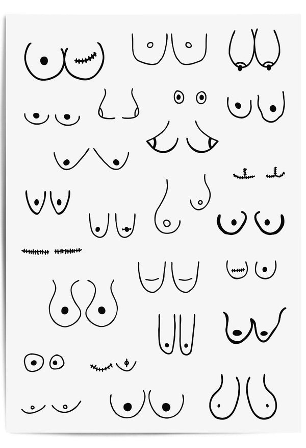 This print features a beautiful line art design of boobs.