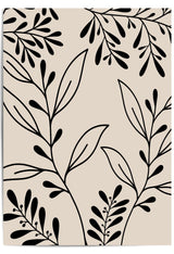 Beige print with black leaf pattern
