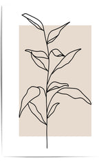Minimalist line art of a plant on a beige background
