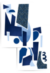 blue abstract wall art prints set of 2