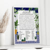 Blue Bathroom Word Search Art Print
