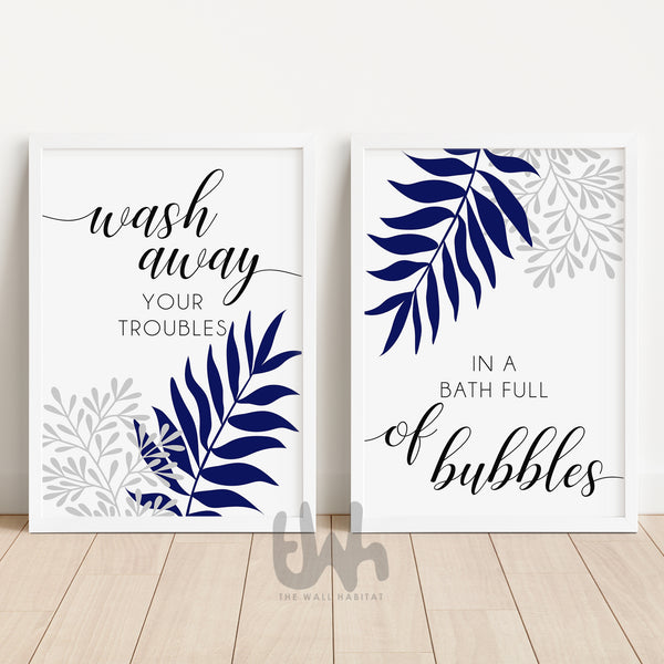 Blue Bathroom Prints - Wash away your troubles prints