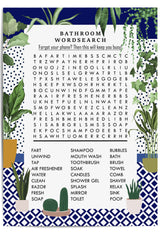 Blue Bathroom Word Search Art Print
