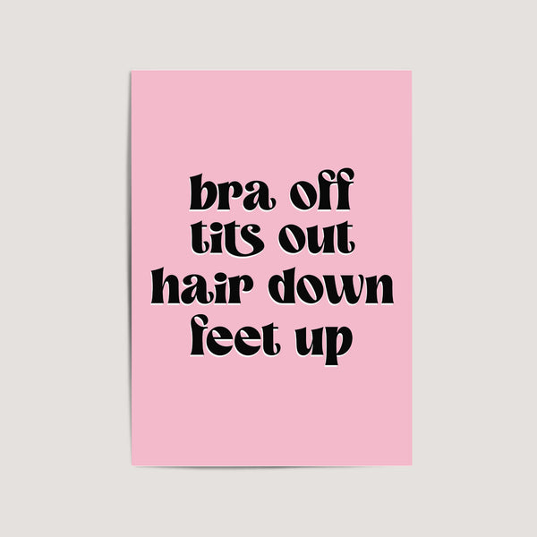 pink and black bra off print