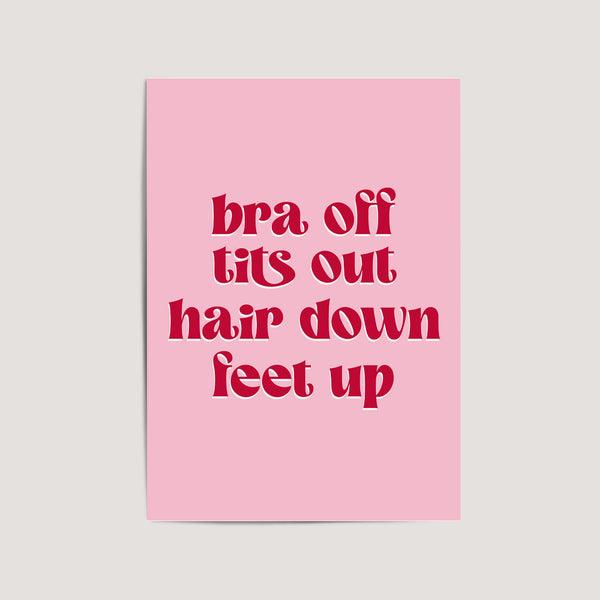 bra off pink and red art