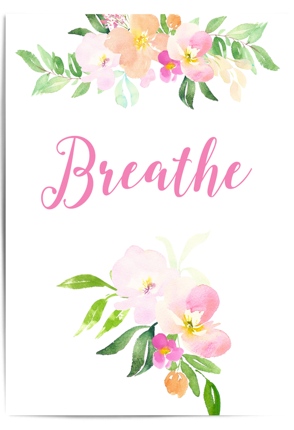Breathe botanical spa bathroom poster