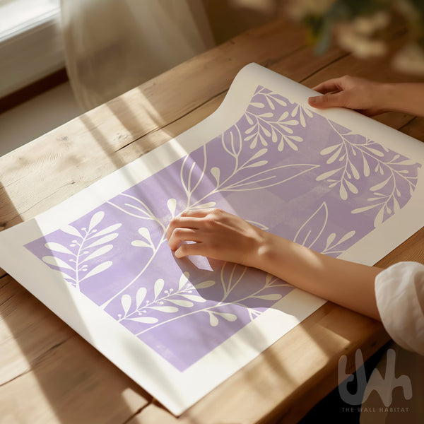 Teal, Purple and Grey Botanical Bedroom Prints