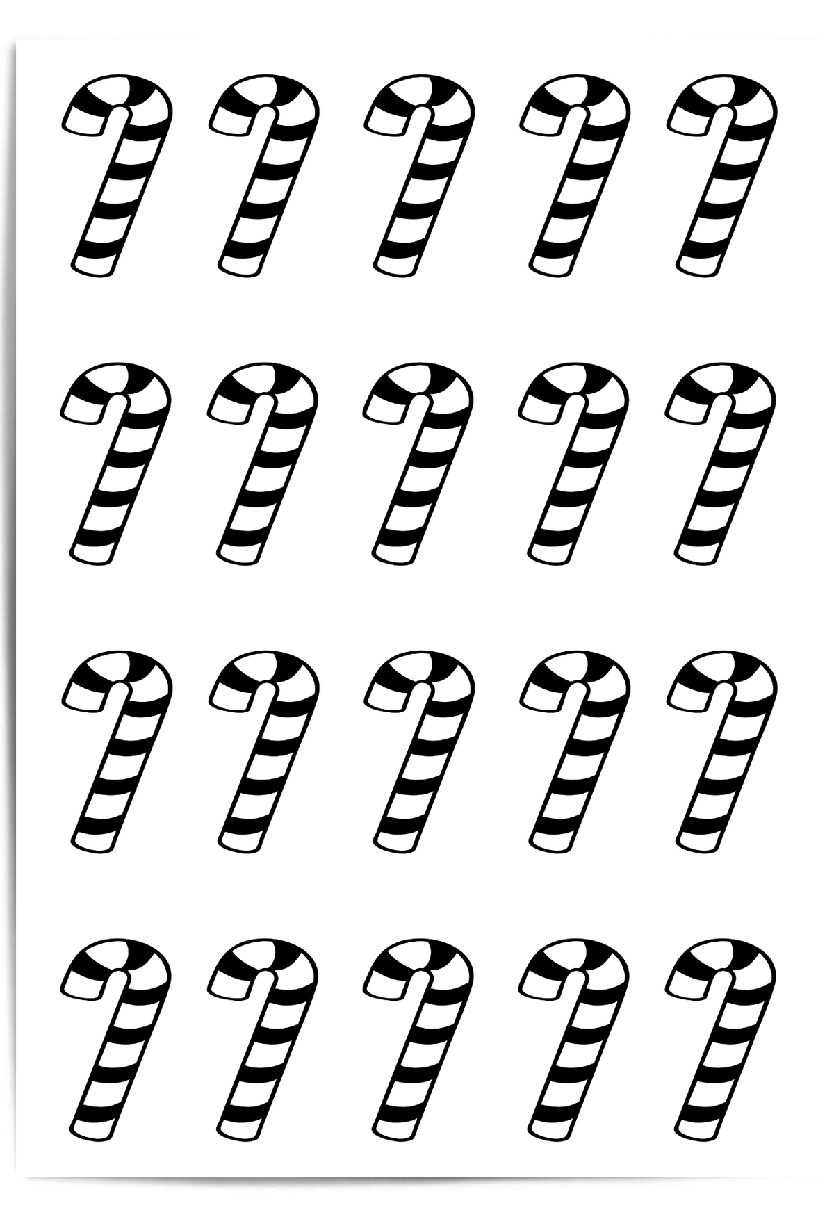Candy cane pattern Christmas wall art print black and white